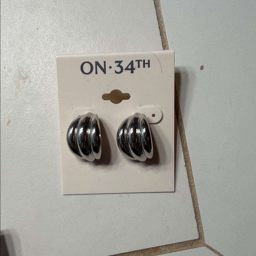 ON 34TH Silver Hoop Earrings